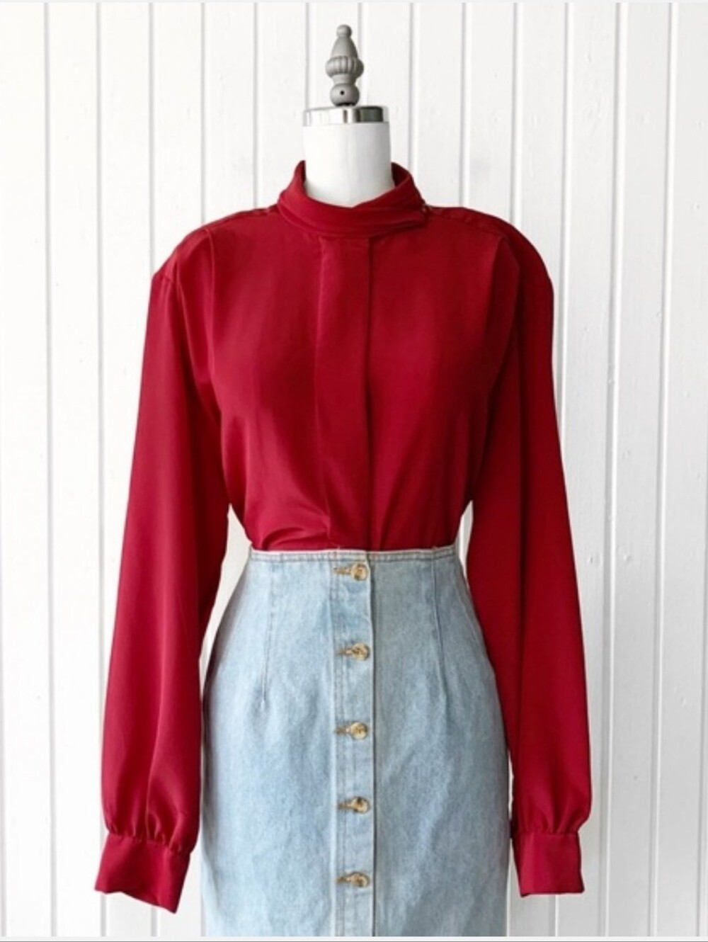 Vintage Pendleton Red Long Sleeve Secretary Top